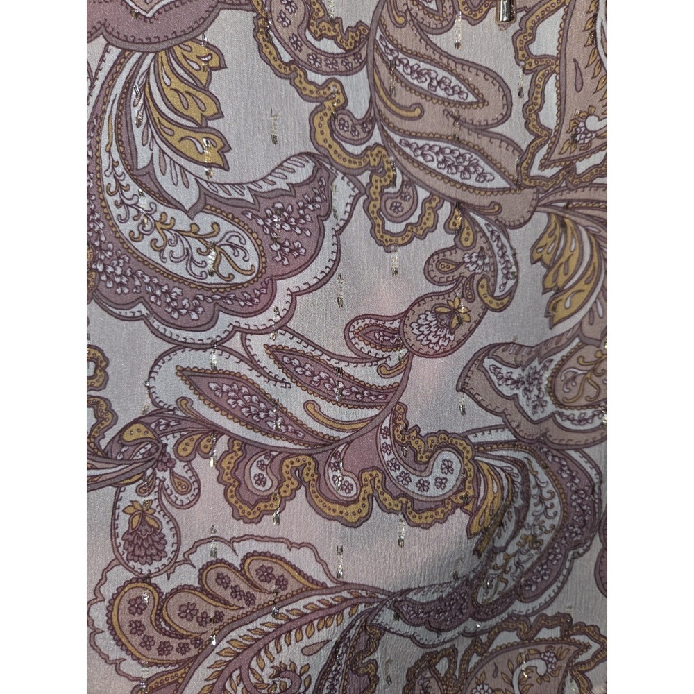 NWT Intermix Carolina Silk Chiffon Ruffle Blouse Paisley Gold Metallic Thread. S - Picture 4 of 8